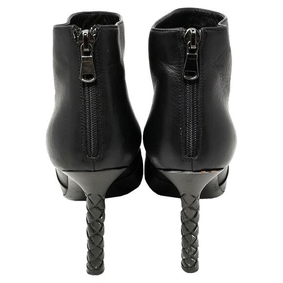Bottega Veneta Black Leather Braided Heel Ankle Boots 37.5 - Picture 3 of 6